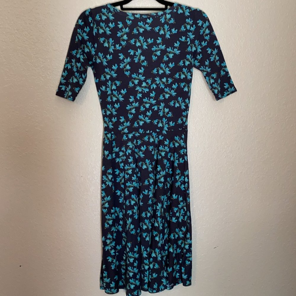 Lularoe Blue Floral Nicole Dress - Picture 3 of 7
